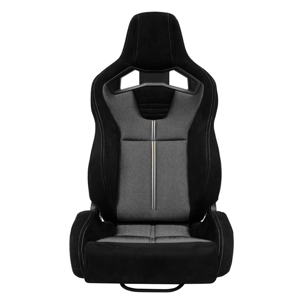 Sedile Sportivo 'NK Premium' - Pelle scamosciata Nero + Tessuto Grigio 'Mesh' - reclinabile doppia regolazione in Poliestere - incl. Slitte
