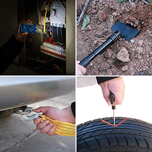 AUTODECO Car Roadside Emergency Kit- Multipurpose Emergency Pack Car, with 13.5FT Jumper Cables, Tow Strap, Hammer Multi Tool, Etc - Thumbnail 6