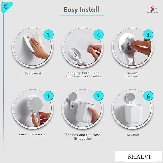 COOKVITA Toothbrush Holders for Bathroom (Pack of 2), Plastic Wall Mounted Self Adhesive, Toothbrush Holder/Toothbrush Holders for Toothbrushes, Toothpaste, Shaver, Razor & Brush Holder | White 2