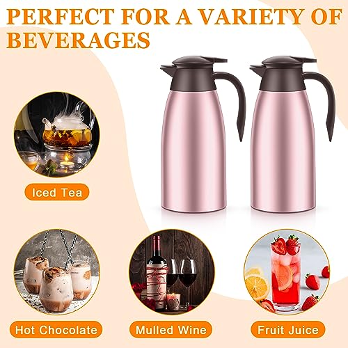 Image of Norme 2 Pcs Thermal Coffee Carafe Insulated Stainless Steel Coffee Carafe for Hot Liquid Vacuum Thermal Pot Creamer Pitcher Dispenser with Brushes Keeping Hot Water Milk(Rose Red)