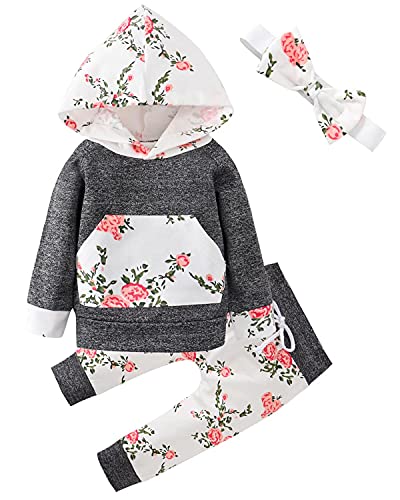 Baby Girl Boy Clothes Outfitss Infant Hoodie Sweatshirts Pants Headband Toddler Girl Boy Clothing Sets, White Green 6-12 Months/Tag 80