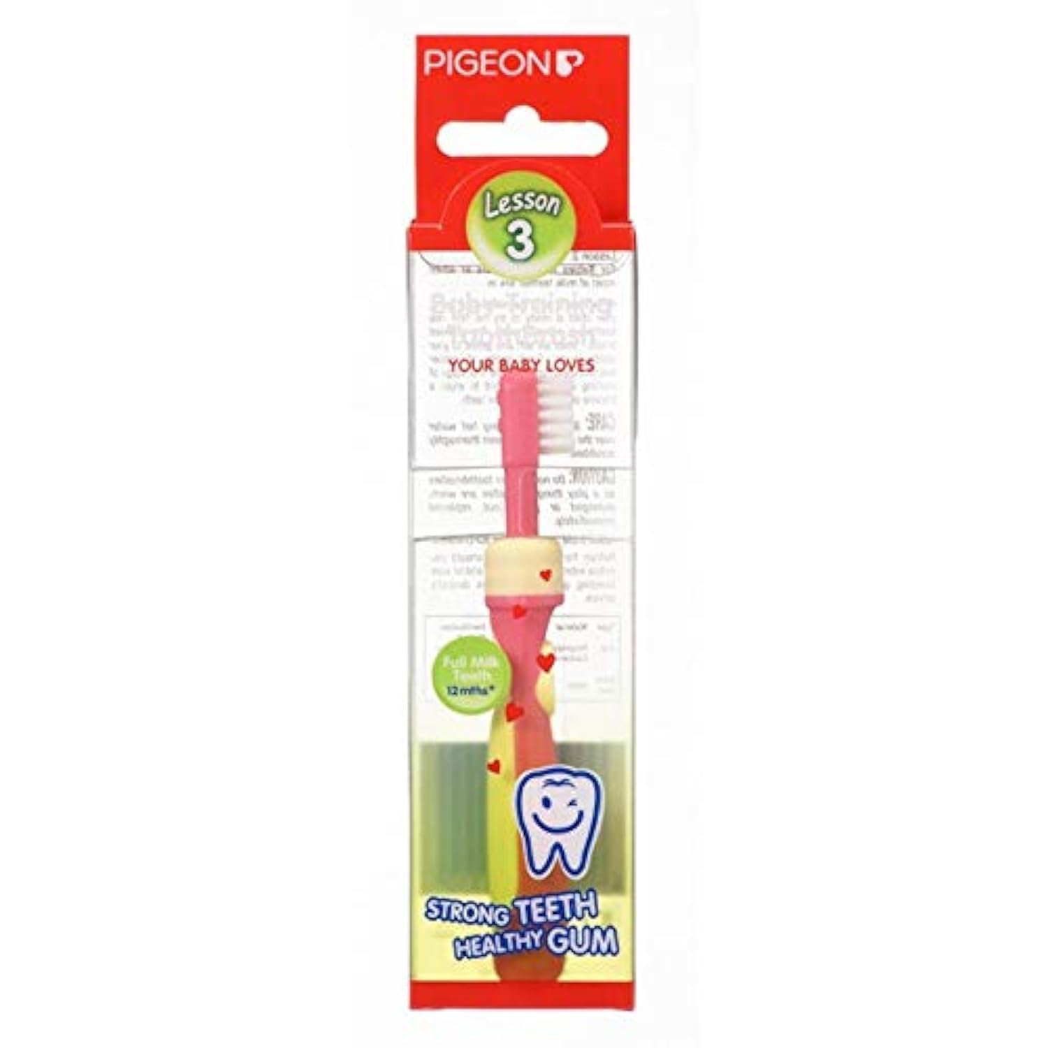 Pigeon Baby Training Toothbrush Lesson 3,For 12-18 Month Babies,Round Bristles,Tongue Cleaner,Best For Molar Teeth,Pink (B000FO00WY) Amazon Price History, Amazon Price Tracker