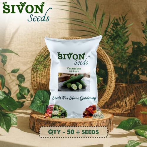 Image of SIVON Cucumber (Kheera) (50 Seeds) Vegetable Seeds for Home Garden, Organic & Hybrid, Perfect for Home Gardening, Planting For Pots and Patio