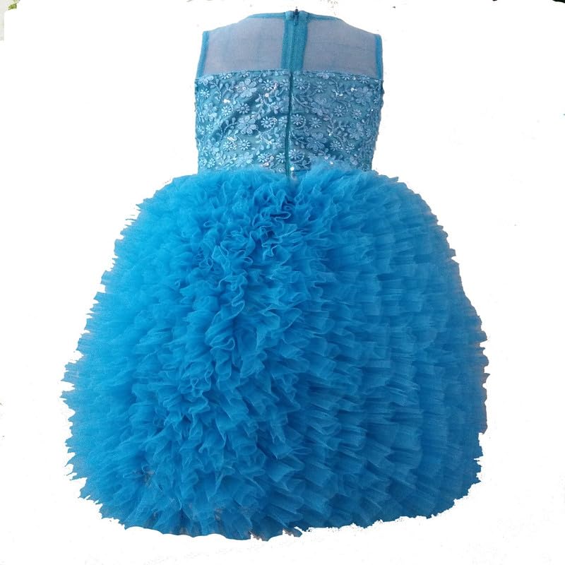 Image of Ripening Baby Girl Net Fluffy Flower Kid Sky Blue Lace Christmas Tutu Gown Birthday Parties New Year Princess Dress for Girls Clothes