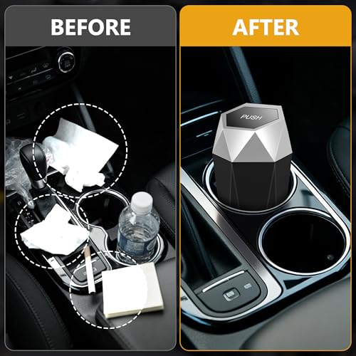 Image of Car Trash Can with Lid - 2-Pack, Interior Accessories for Vehicles, Leakproof Garbage Can with 30 Detachable Trash Bags, Multipurpose Organizers and Storage Solutions for Home and Office