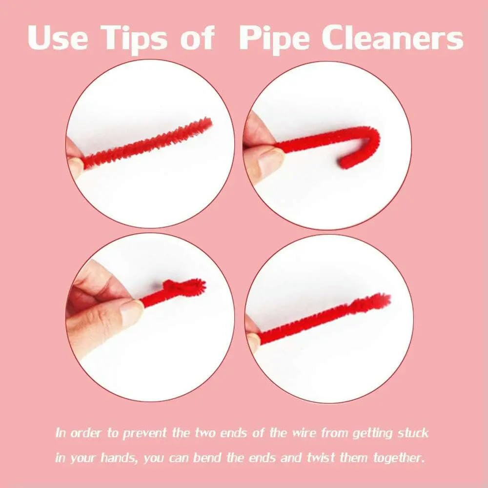 Lot de 1 000 tiges de Chenille Rouges pour Cure-Pipes, Fait à la Main, pour Loisirs créatifs, Loisirs créatifs