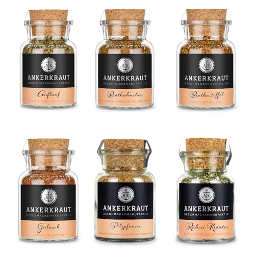 Ankerkraut - Die Herzhaften 6 Gewürz-Set mit 6 Gewürzen - Bratkartoffel, Brathähnchen, Gulasch,...