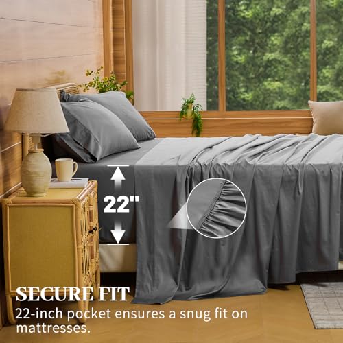 Image of Bedlifes 1000TC Egyptian Cotton King Sheets, 4Pcs 18-24 inch Extra Deep Pocket