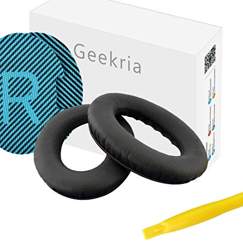 Geekria QuickFit Replacement Ear Pads for Bose QuietComfort 25, QC25, SoundLink Around Ear Headphones Ear Cushions, Headset Earpads, Ear Cups Cover Repair Parts (Black)