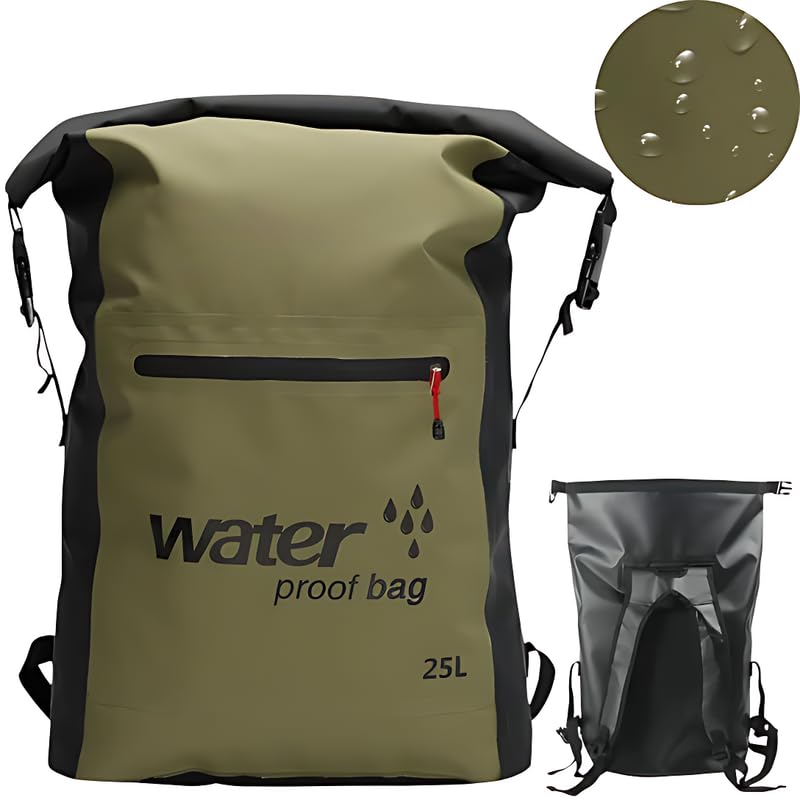 Image of 25L Waterproof Dry Bag Roll Top Backpack - Durable Rucksack for Kayaking, Boating, Hiking, Camping, Beach & Travel - Keeps Gear Dry & Protected (1Pcs)