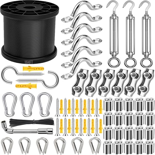 YingYa BIS 165FT String Light Hanging Kit,304 Stainless Steel Cable