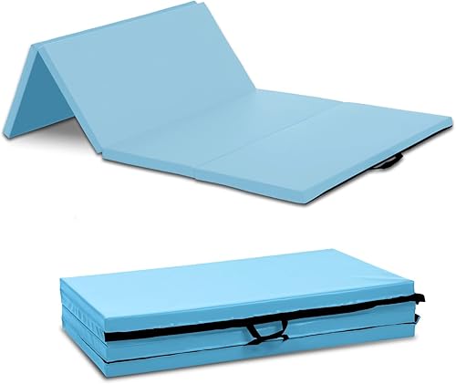 HCY Colchoneta de gimnasia de 4 x 8 x 2 pulgadas, piel sintética con asas de transporte para yoga, gimnasio en casa, entrenamientos centrales,