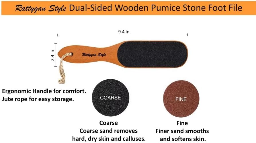 Miniatura 4 de Lima de pie de pedicura, limpiador de pies de pedicura de madera con asa, removedor de callos y piel muerta, raspador de talón