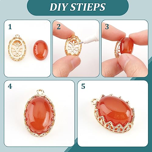 Base ovalada de oro real de 18K con circonitas para collares elegantes DIY 4