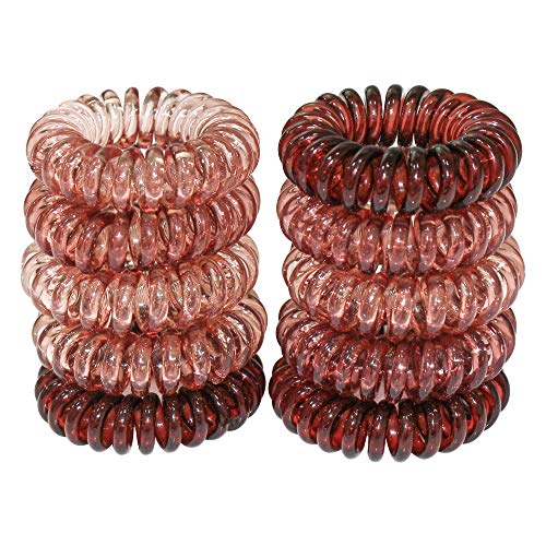 URBEST Hair Coils, Tie Hair, Spiral Hair Ties,Phone Cord Hair Ties, Elastics Hair Tie, No Crease Hair Ties, Coil Ponytail Holder (Brown)