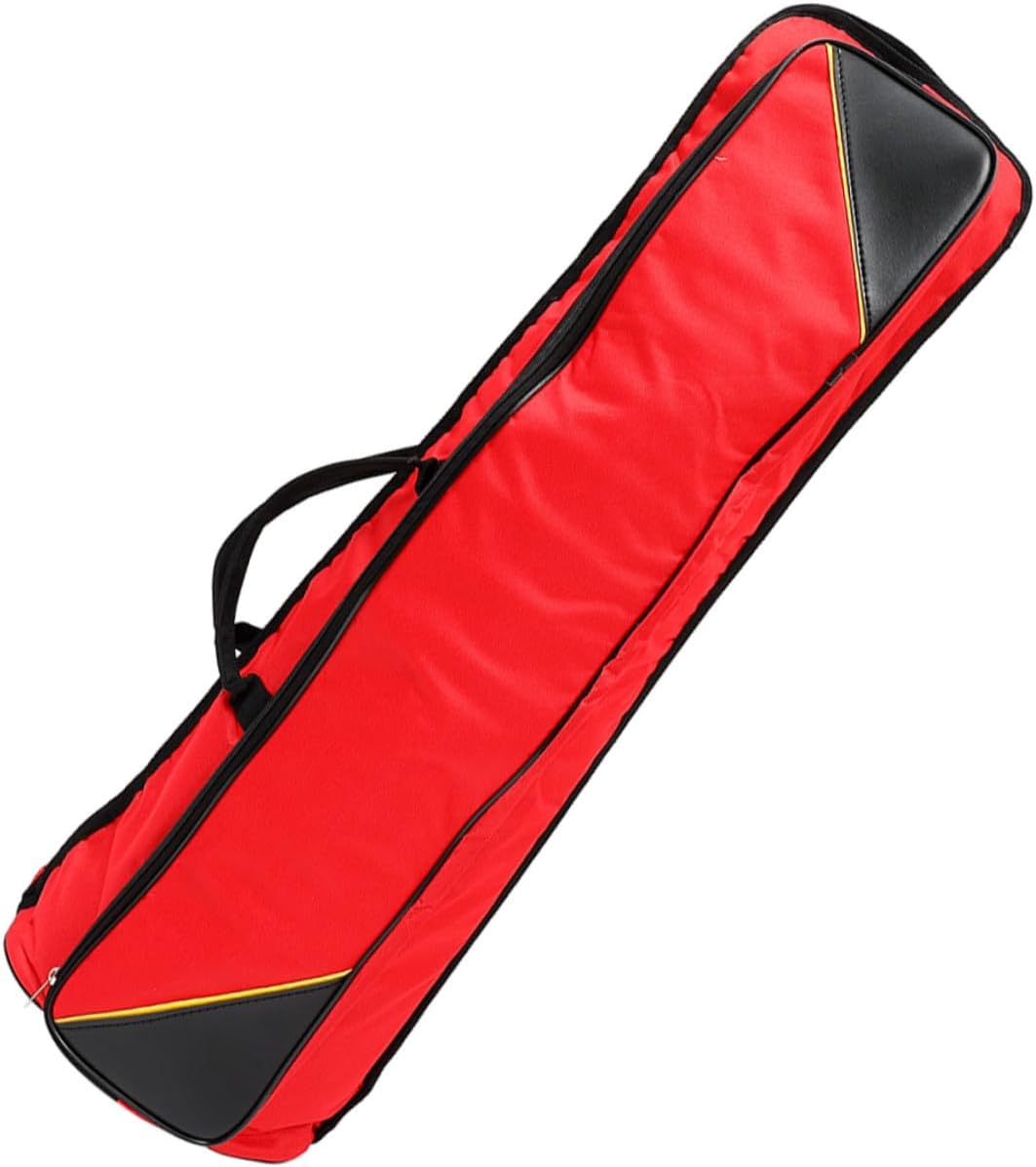 Cabilock Waterproof Oxford Cloth Trombone Carrying Case, Thickened Portable Tenor Trombone Storage Bag with Shoulder Strap, Red Musical Instrument Pouch for Travel and Practice