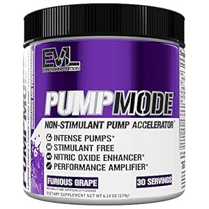 EVL PumpMode Nitric Oxide Supplement – Nitric Oxide Booster Pump Pre Workout Powder with Glycerol and Betaine for Muscle Recovery Growth and Endurance – Stim Free Pre Workout Drink (Furious Grape)