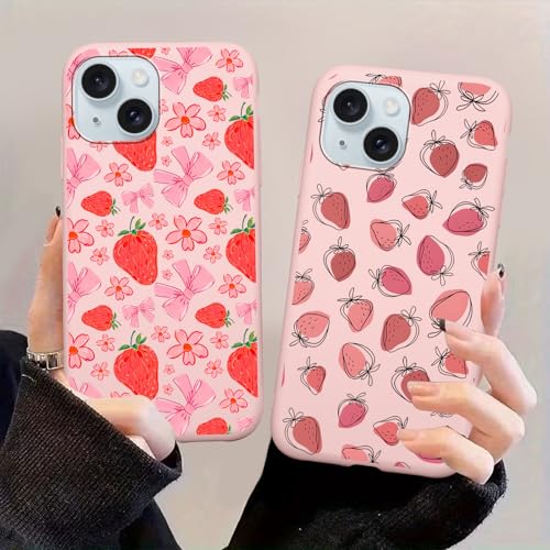 Coque iPhone 15 motif mignon lot de 2, le cadeau parfait pour l'anniversaire d'une amie