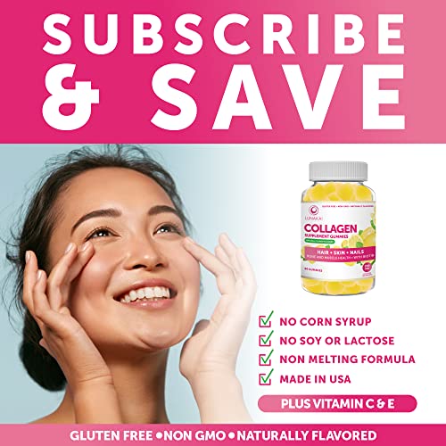 Collagen Gummies For Women And Men With Biotin Zinc Vitamin C And E - Anti Aging, Hair Growth, Skin Care & Strong Nails Protein Collagen Supplements - Non-Gmo, Gluten Free - 60 Collagen Gummy Vitamins #TOP5