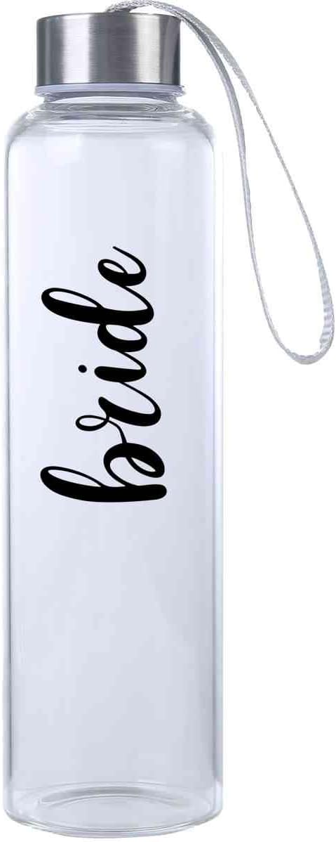 Wedding Glass Hydro Water Bottle Novelty Gift for Bride Clear
