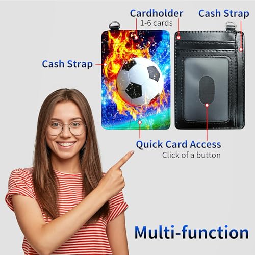 Flame Football Lawn Front Pocket Wallets for Men Women, PU Leather Slim Men's Wallets, Card Cases & Money Organizers RFID Blocking Wallet with Wrist Rope for Travel, Outdoors, Home, Shopping3