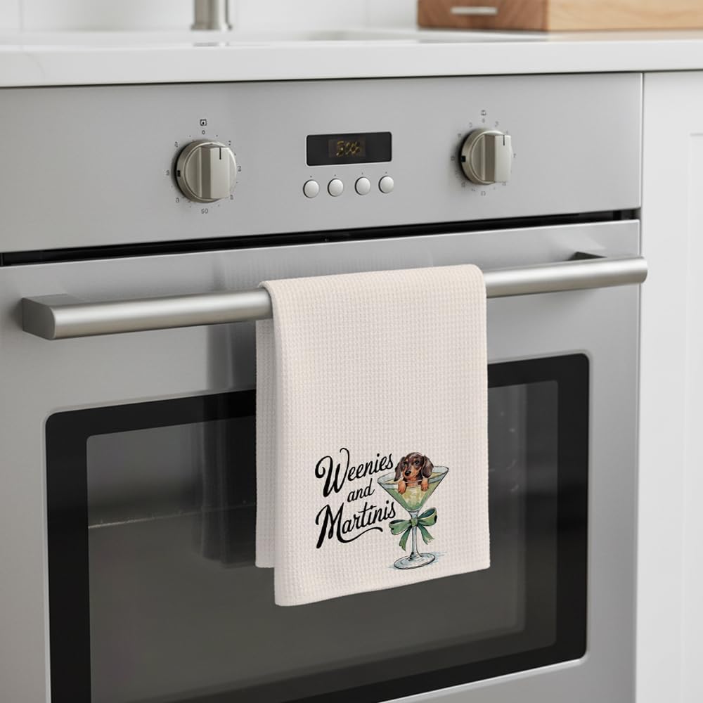 Funny Dachshund Kitchen Dish Towels Gifts for Women,Dog Mom,Weenies and Martinis,Hand Towels for Kitchen Decorative,Wiener Dog Dachshund Kitchen Decor Gifts for Christmas,Birthday -35 - Image 3