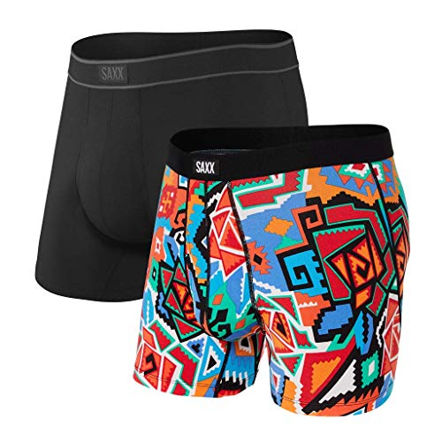 SAXX Men's Underwear - Daytripper Boxer Briefs with Built-in Pouch Support – Underwear for men,Pack of 2, Azz Tech/Black, X-Large