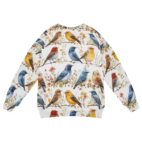 JUNZAN Aesthetic European Starling Birds White Little Kids Sweatshirts Hoodies Long Sleeve Kids Hoodies Boys Athletic 4T2