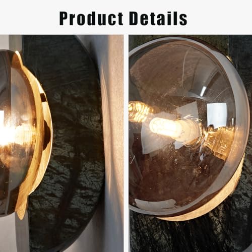 Image of 10.9 Inch Green Organic Marble Wall Sconce, Modern Wall Light with Silver Gray Clear Glass, Sturdy Hand-Made Marble Sconce, Elegant Light Fixtures for Indoor