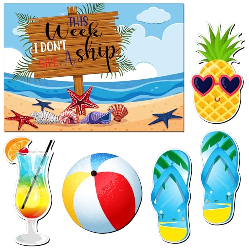Image of Kanayu 6 Pcs Beach Cruise Door Decorations Magnetic Large Ship Decorations Magnets Anchor Cruise Decor Car Fridge Magnet Decal for Carnival Stateroom Door