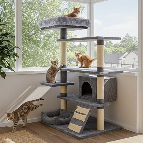 Repuestos para torre de gato Abbylike 2 piezas cubre cama gris 13.8x13.8 pulg miniatura 5