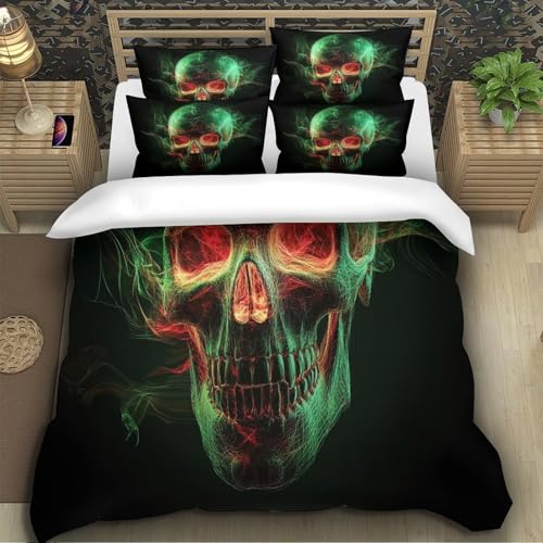 Housse de couette crâne néon déco chambre enfant et adolescent double - 5