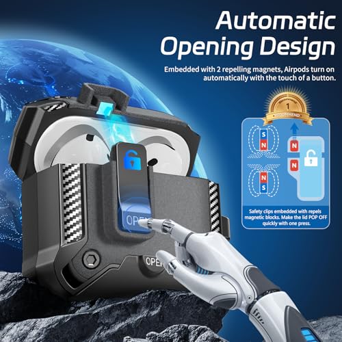 Image of Secure Lock Case for AirPods 4 with Phone Stand, Cleaning Kit & Keychain, Shockproof Protective Cover Compatible with Apple AirPods 4th Gen 2024 for Men Women, Anti-Scratch