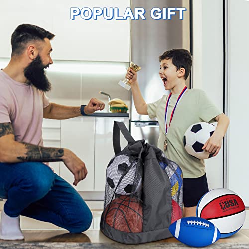 6 Pcs Sport Balls Multi Sport Ball Set Official Size Football, Basketball, Soccer, Volleyball, Playground Ball, Baseball With Sports Equipment Bag And Pump For Youth Adults Sport Gift (Multi Style) #TOP5