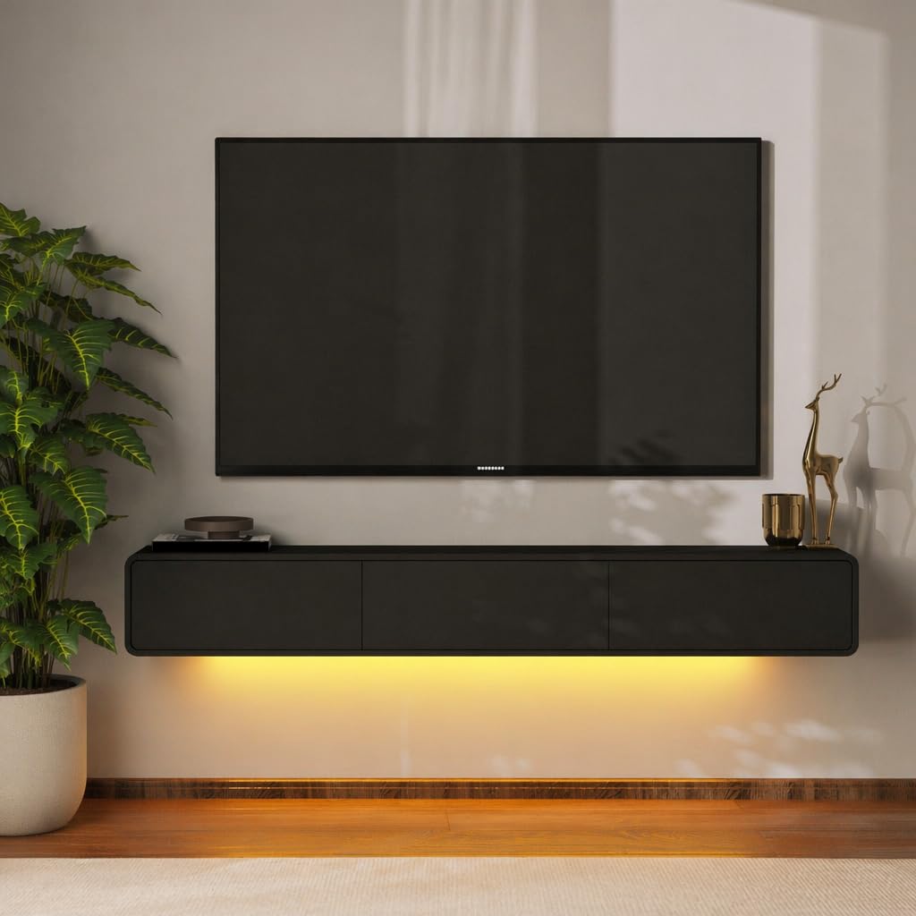 İnarch Dizayn Alba Led Işıklı Duvara Monte TV Sehpası