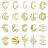 ENSEMBLE DE MANCHETTES D'OREILLE DE GRANDE VALEUR - Une commande contient 12 boucles d'oreilles manchette d'oreille dans différents styles ; Boucles d'oreilles manchette fleur, croix X personnalisée, dôme en forme de U classique, enveloppe tendance à 3 rangées, boucles d'oreilles manchette creuse, boucles d'oreilles cartilage CZ, enveloppements simples, manchette perle, manchette serpent, manchette feuille, etc. Ensemble de bijoux économique, répondant à votre tenue différente.