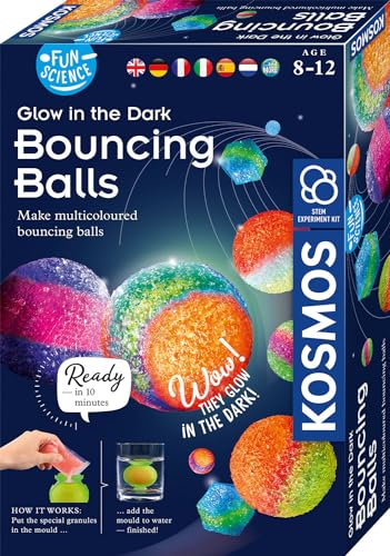 KOSMOS 617165 Fun Science - Nachtleuchtende Flummi-Power, Stelle 20 kunterbunte Power-Bälle her, Experimentierset für Einsteiger: Experimentierkasten, mehrsprachige Anleitung