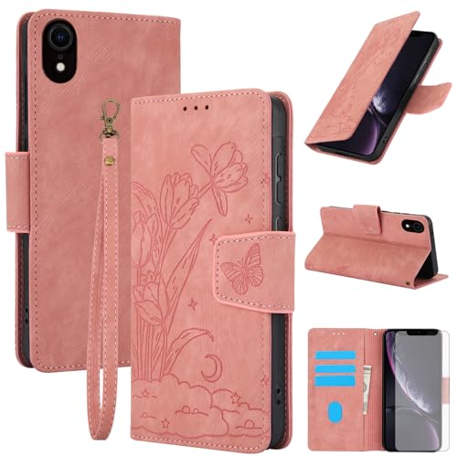 Coque iPhone XR portefeuille Asuwish film verre trempé écran 6.1
