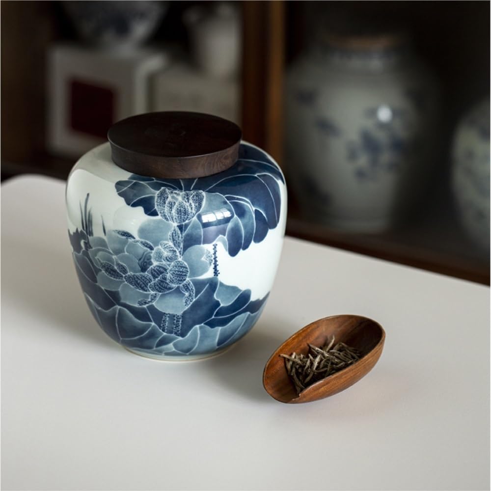 Organizador de Bolsitas de Té Recipiente de cerámica for almacenar té suelto, tarro redondo, tarro sellado de gran capacidad, tarro for almacenar té, juego de té retro, tarro individual Organizador de
