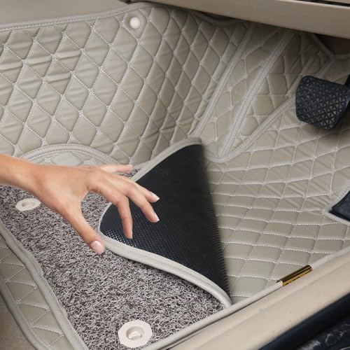 Image of 7D Economy Custom Fitted Car Mats Compatible with Hyundai Creta 2015-19-Beige