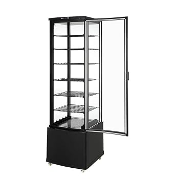 冷蔵ショーケース Amazon | Hijiru 大型4面ガラス冷蔵ショーケース 280L/ブラック