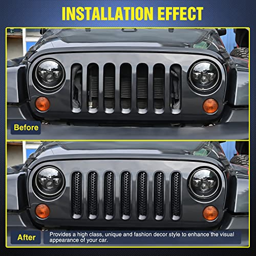 Image of Nilight Front Grill Mesh Cover Guard Inserts Clip-in Grille Guard for 2007-2018 Wrangler JK JKU Unlimited
