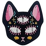 Wikineon Iron on Patch, Eye of Horus Black Cat Patch, Embroidered Badge Iron on/Sew on Applique Repa