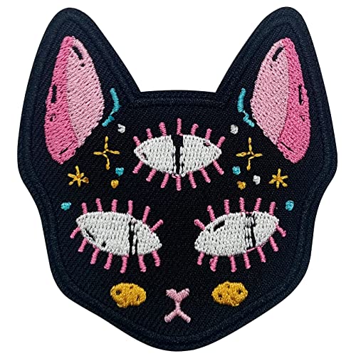Wikineon Iron On Patch, Eye Of Horus Black Cat Patch, Embroidered Badge Iron On/Sew On Applique Repair Patch, Diy Clothes Accessories For Clothing Backpacks Jackets Pants Dress Hats Jeans #TOP21