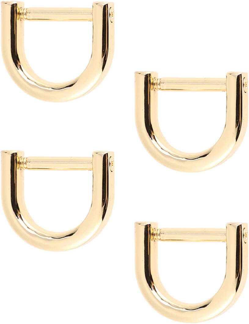 Artibetter D-Rings Screw in Shackle Horseshoe U Shape D Ring DIY Leather Craft Purse Keychain Accessories for Strap 2cm (Gold)