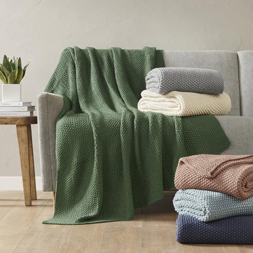 Image of Ink+Ivy Bree Knit Throw Blanket for Bed, Sofa, and Couch, Lightweight, Breathable, Soft & Cozy Summer Blanket, Throw (50 in x 60 in), Indigo