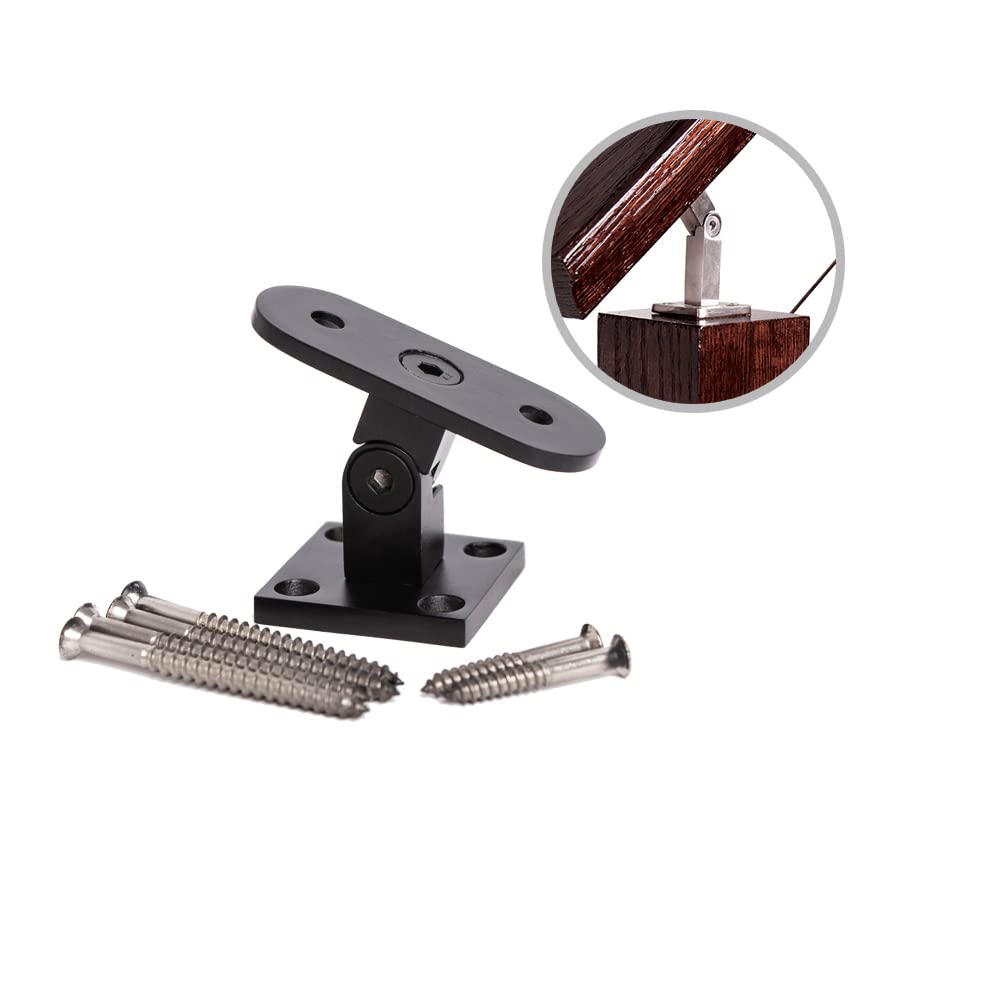 HF17.4001 Adjustable Newel Mount Bracket for Stair Remodel - Satin Black