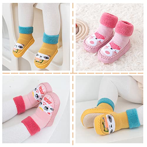 Happy Cherry 3 Pairs Baby Cotton Shoes Socks Anti-slip Cartoon Socks4