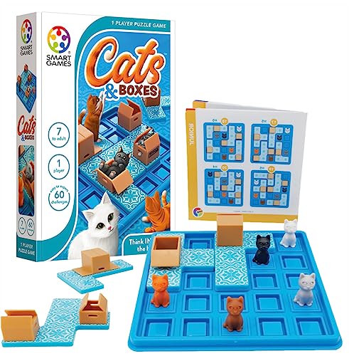 SmartGames - Gatos y Cajas, Juego de Rompecabezas con 60 desafíos, más de 7 años