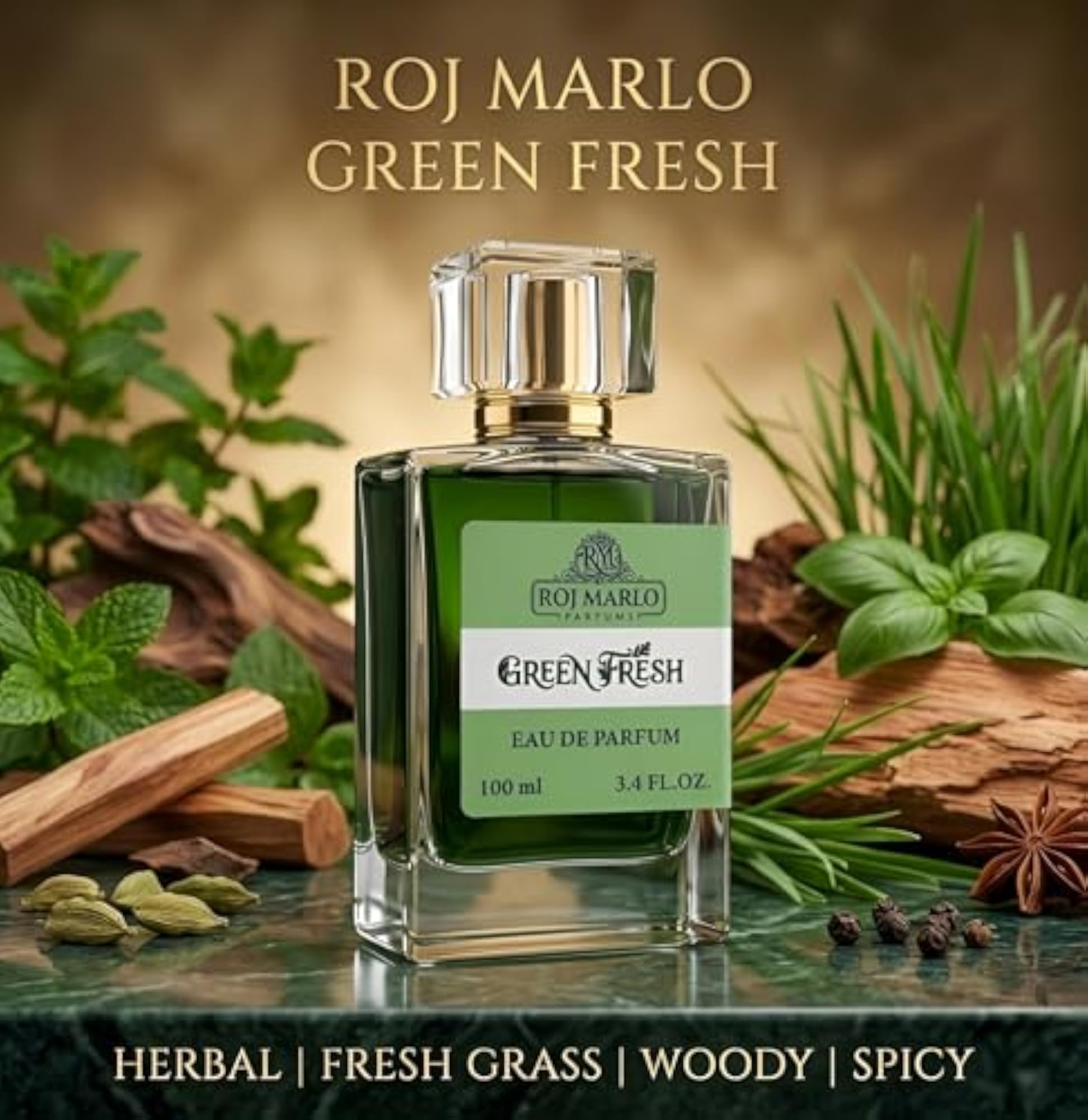 GREEN FRESH Eau De Parfum, Herbs And Grass Oriental Fragrance